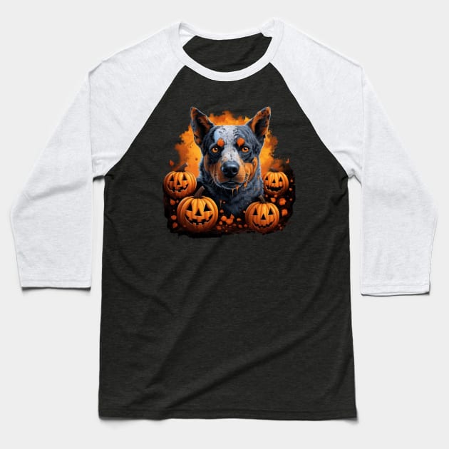 Australian cattle dog Halloween Baseball T-Shirt by NatashaCuteShop